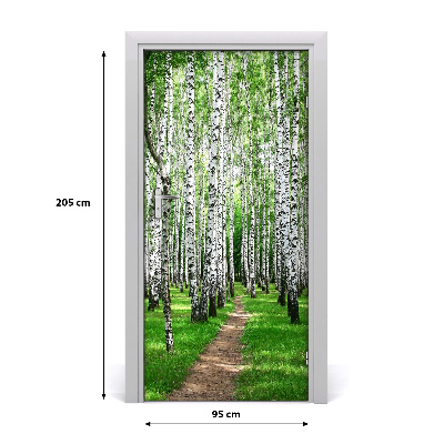 Adesivo em porta Floresta de bétulas
