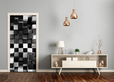 Papel de parede em porta Abstração de cubo