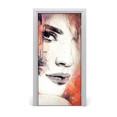 Papel de parede em porta Mulher abstrata