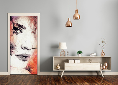 Papel de parede em porta Mulher abstrata