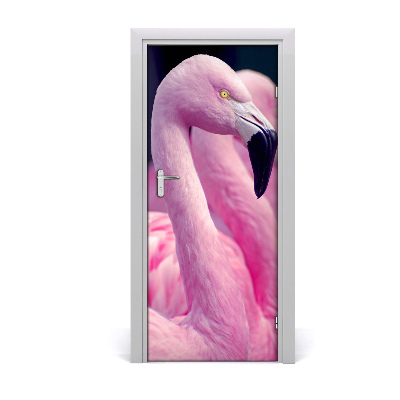 Autocolante para porta Flamingos