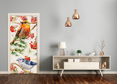 Autocolante para porta Pássaros e flores