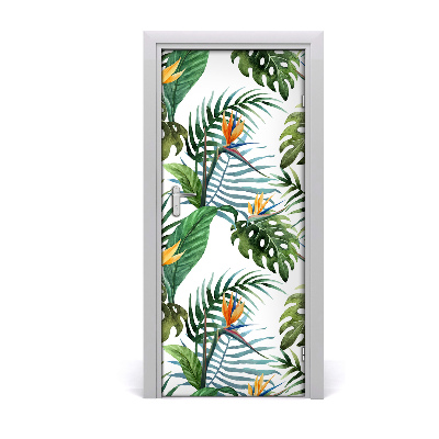 Autocolante para porta Folhas tropicais