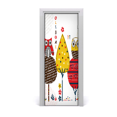 Adesivo em porta Corujas nas árvores