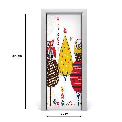 Adesivo em porta Corujas nas árvores