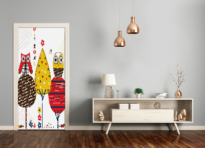 Adesivo em porta Corujas nas árvores