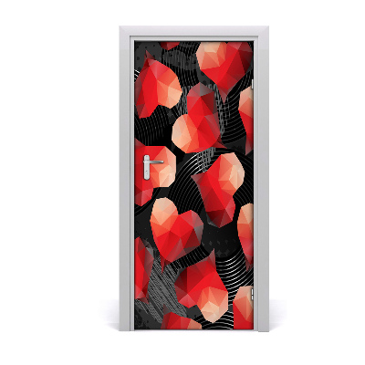 Papel de parede em porta Corações geométricos