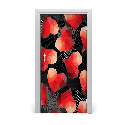 Papel de parede em porta Corações geométricos
