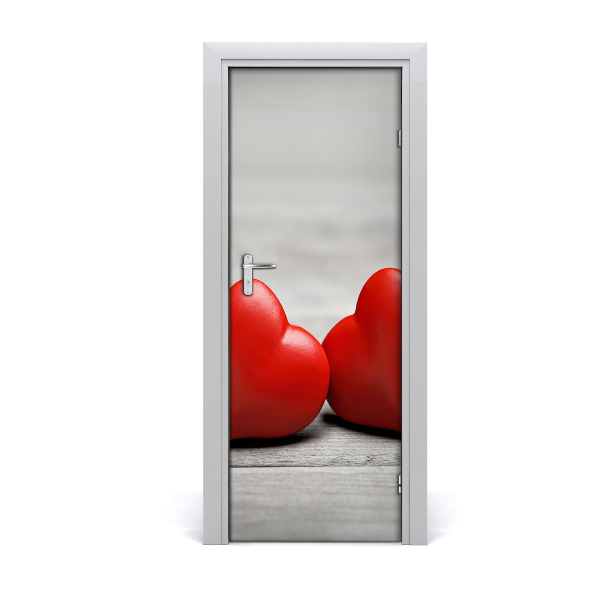 Adesivo em porta Corações em madeira
