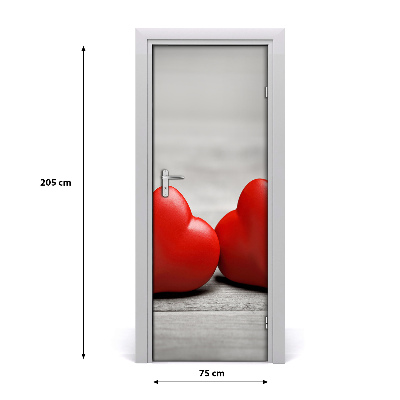 Adesivo em porta Corações em madeira