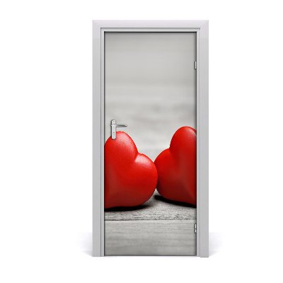 Adesivo em porta Corações em madeira