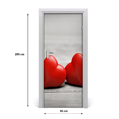 Adesivo em porta Corações em madeira