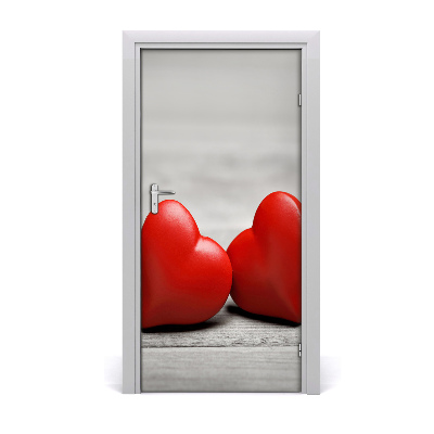 Adesivo em porta Corações em madeira