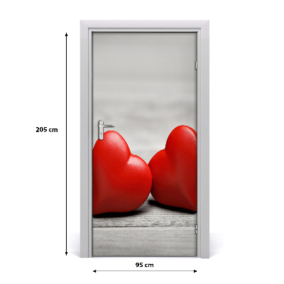 Adesivo em porta Corações em madeira