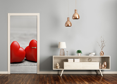 Adesivo em porta Corações em madeira