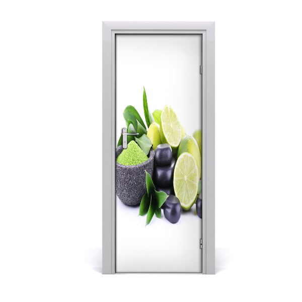 Papel de parede em porta Cítricos e caroços