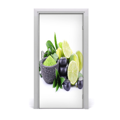 Papel de parede em porta Cítricos e caroços