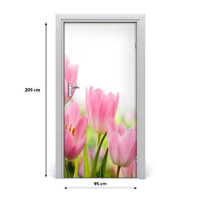 Papel de parede em porta Tulipas cor de rosa