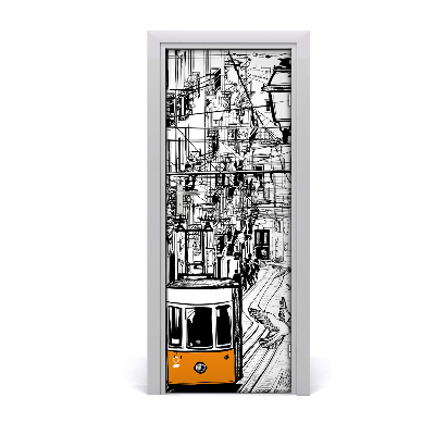 Papel de parede em porta Elétrico de Lisboa