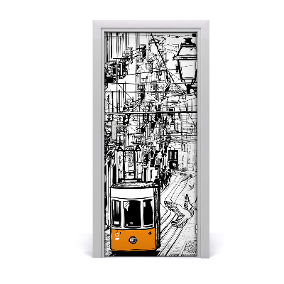 Papel de parede em porta Elétrico de Lisboa