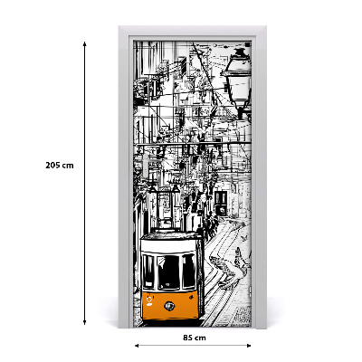Papel de parede em porta Elétrico de Lisboa
