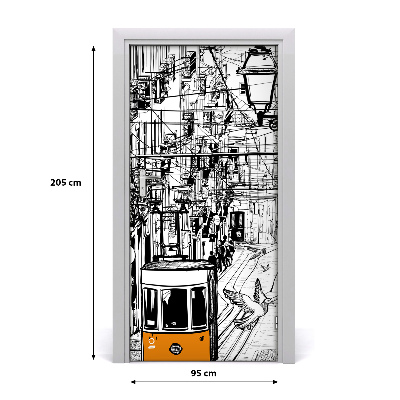 Papel de parede em porta Elétrico de Lisboa