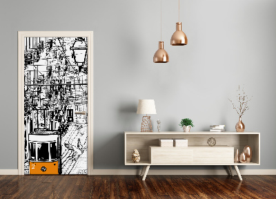 Papel de parede em porta Elétrico de Lisboa