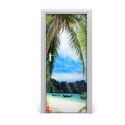 Papel de parede em porta Praia tropical