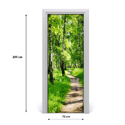 Autocolante para porta Floresta de bétulas