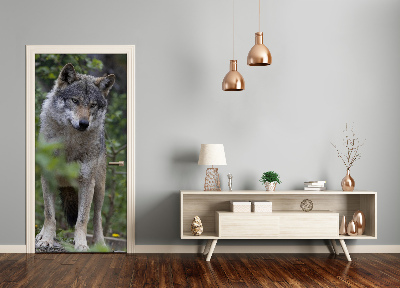 Papel de parede em porta Lobo na floresta