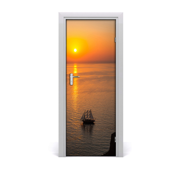 Papel de parede em porta Pôr do sol no mar
