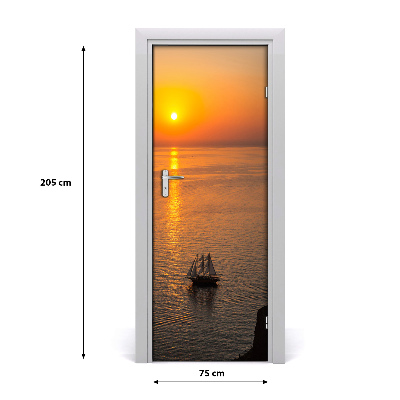 Papel de parede em porta Pôr do sol no mar