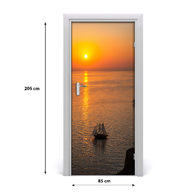 Papel de parede em porta Pôr do sol no mar