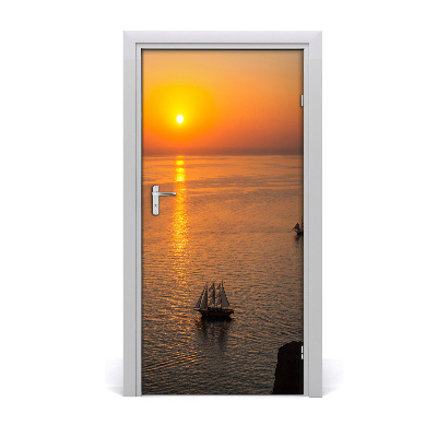 Papel de parede em porta Pôr do sol no mar