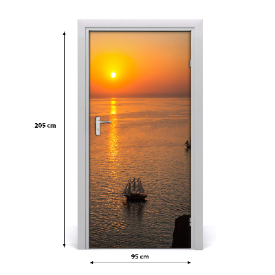 Papel de parede em porta Pôr do sol no mar