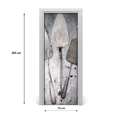 Papel de parede em porta Talheres de metal