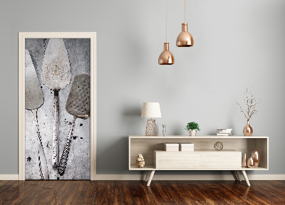 Papel de parede em porta Talheres de metal