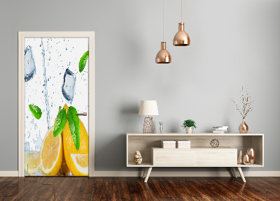 Papel de parede em porta Limão e gelo