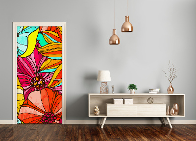 Autocolante para porta Flores coloridas