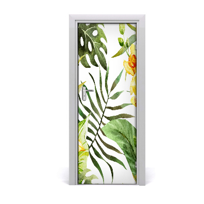 Adesivo em porta Flores tropicais