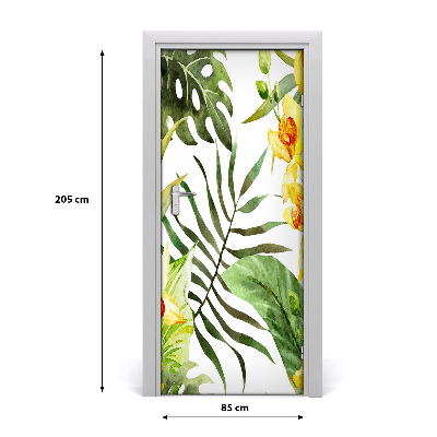 Adesivo em porta Flores tropicais