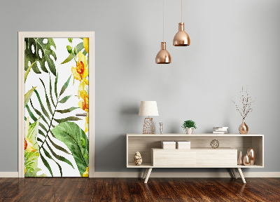 Adesivo em porta Flores tropicais