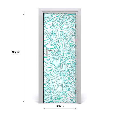 Papel de parede em porta Ondas azuis