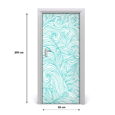 Papel de parede em porta Ondas azuis