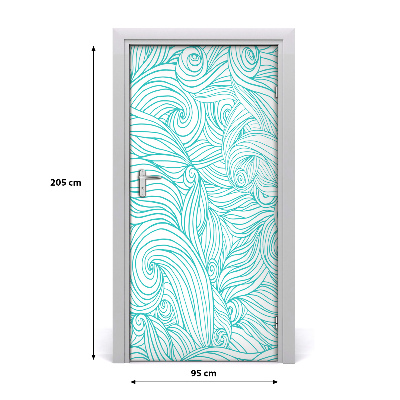 Papel de parede em porta Ondas azuis