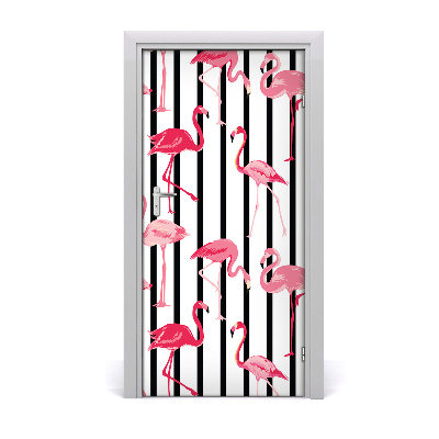 Autocolante para porta Flamingos e listras