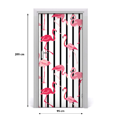 Autocolante para porta Flamingos e listras