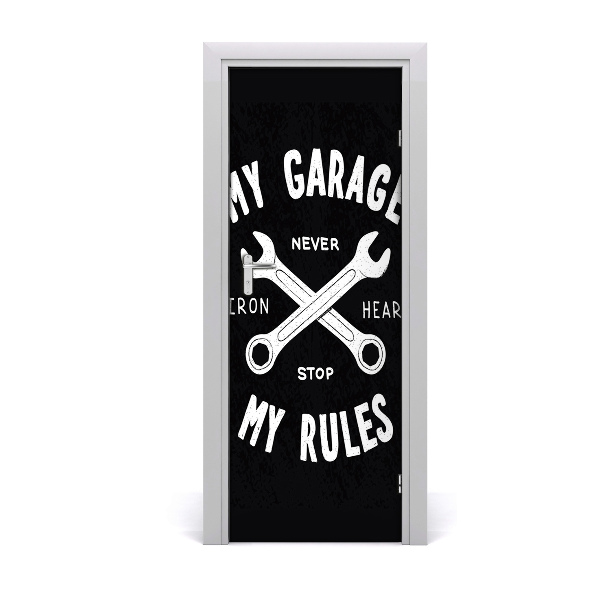 Autocolante para porta Provérbios Minha Garagem