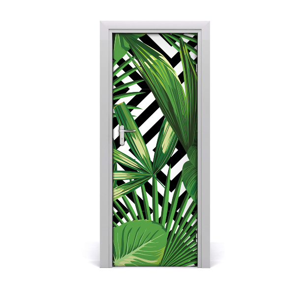 Papel de parede em porta Folhas tropicais