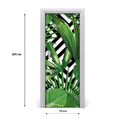 Papel de parede em porta Folhas tropicais